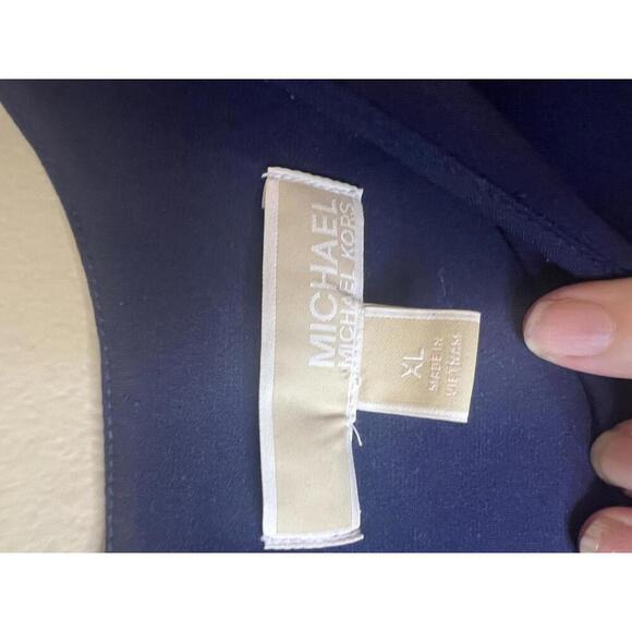 Michael Kors Navy Blue Sleeveless Belted Jumpsuit Cropped Wide Leg Pockets XL - Picture 5 of 12